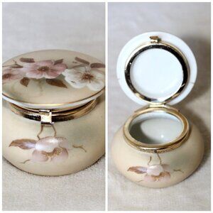 Vintage floral Porcelain jewelry Trinket Dish Victorian Garden made in Japan